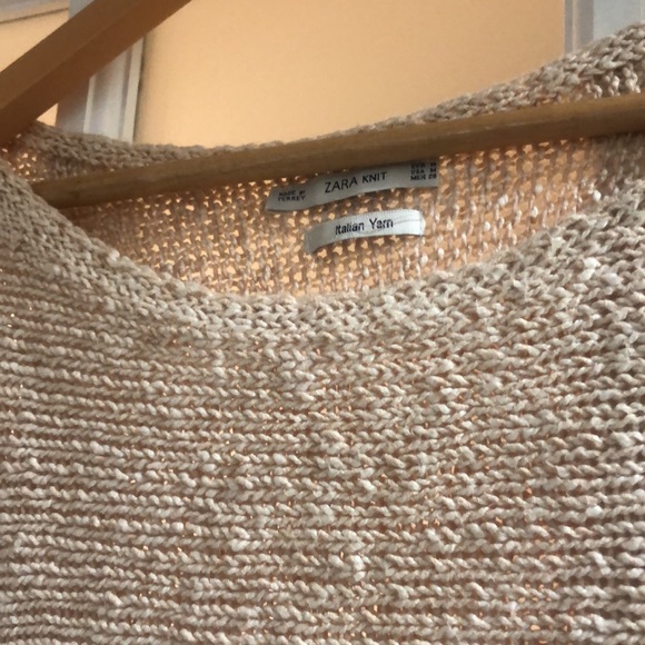 Zara Italian Yarn Cream Tan Knit Bell Sleeve Long Sleeve Sweater - Picture 2 of 4